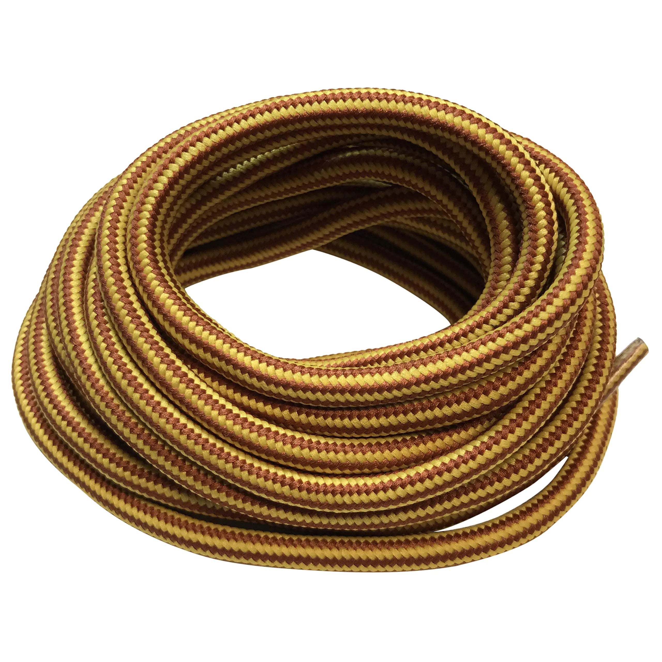 B&Q 3 pairs Heavy duty round boot laces shoelaces for hiking walking construction safety work boots shoes (55"(140cm) Yellow/Brown)