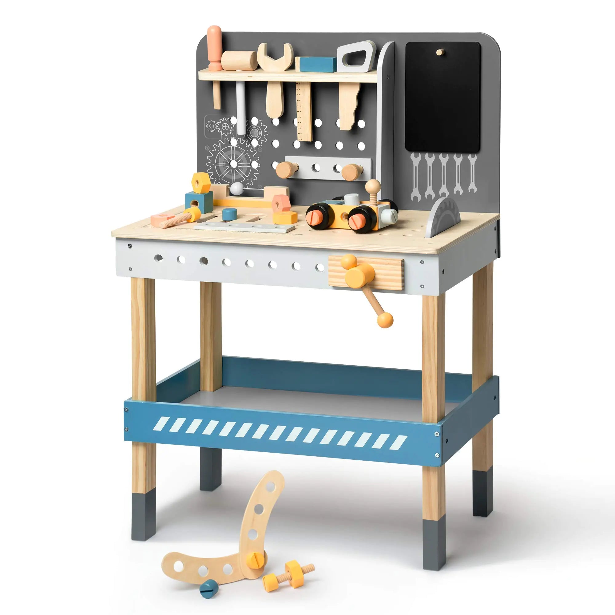 ROBUD Wooden Tool Workbench for Kids Toddlers Toy Tools Set Gift for 3 4 5 6 7 Years Old and Up