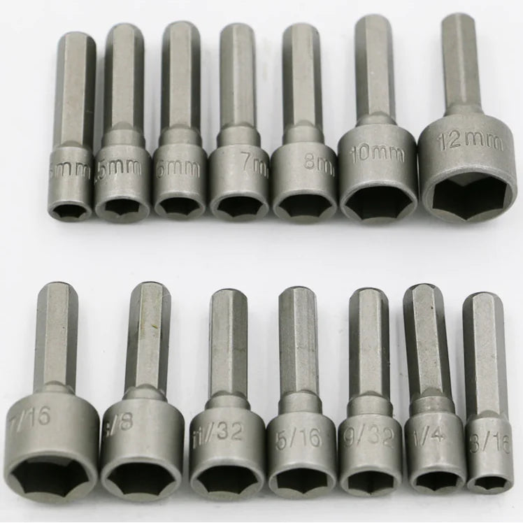 14-Piece Hex Socket Set for Electric and Pneumatic Tools