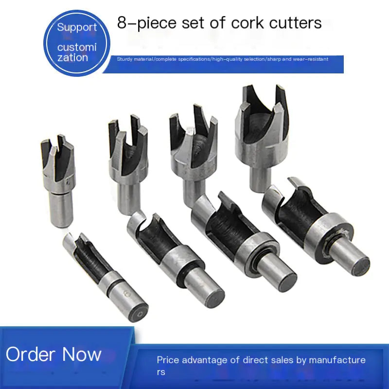 8-Piece Wood Plug Drill Set with Hole Saw Bits