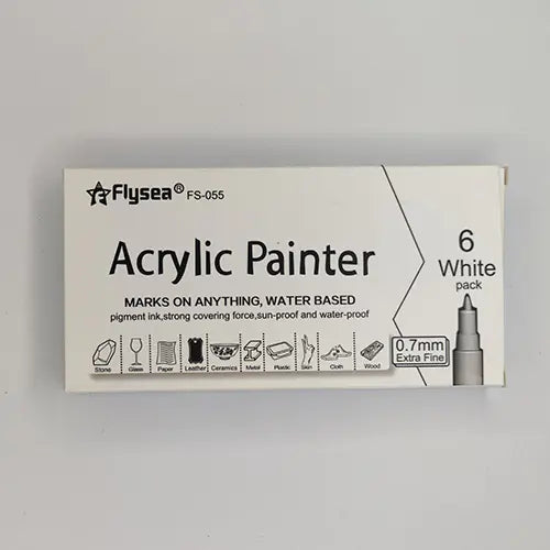 6-Pack Black and White Acrylic Markers for Art