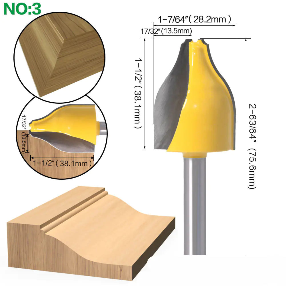 4-Piece Woodworking Tool Set with 8mm Shank Router Bits