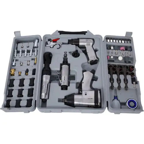 Air Tools & Accessories Kit, 71 Pieces, Impact Wrenches, Air Ratchets, Die Grinders, Air Hammers, Hose Fittings, Storage Boxes