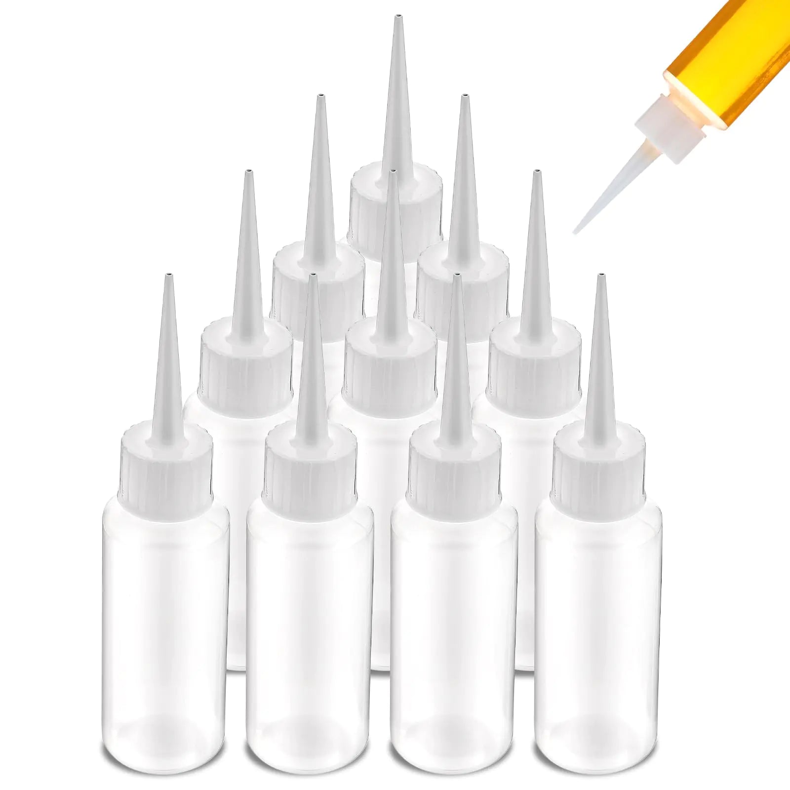 LLOUSSAK 10pcs 50ml Plastic Squeeze Bottles Glue Bottles Precision Tip Applicator Bottle Color Bottles for Hair Salon Paint Art Craft Liquids Glue