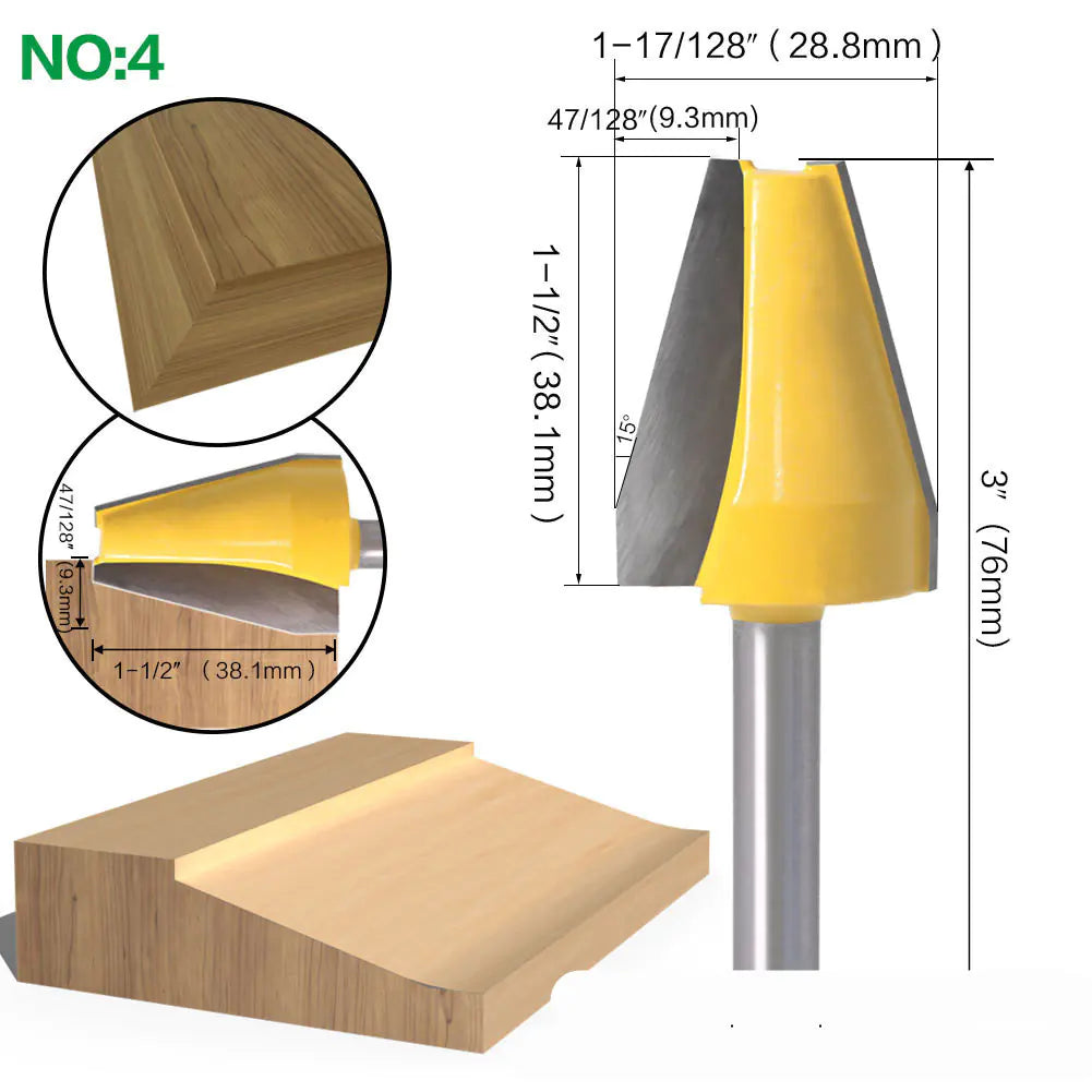 4-Piece Woodworking Tool Set with 8mm Shank Router Bits