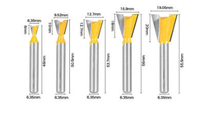 8-Piece Tapered Router Bits Set for Woodworking