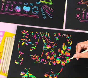 Bamboo Scratch Pens and Paper for Kids' Art