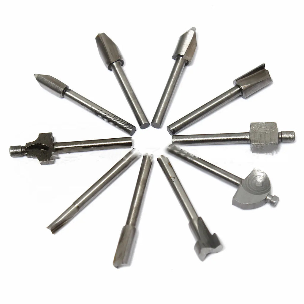 High-Speed Steel 10-Piece Woodworking Router Bit Set