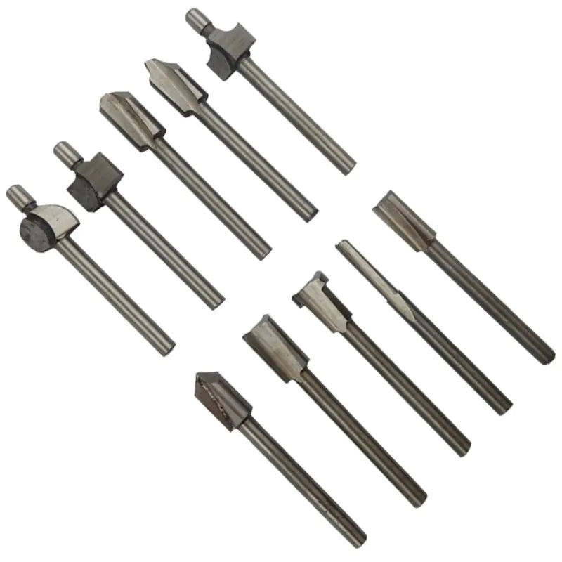 High-Speed Steel 10-Piece Woodworking Router Bit Set