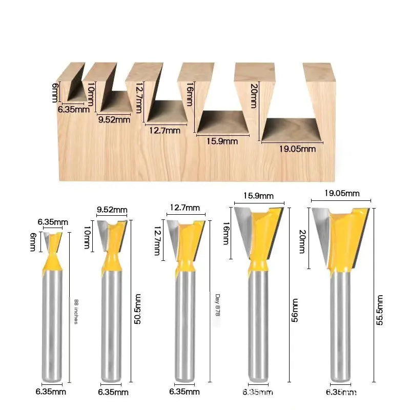 1/4-Inch Tapered Woodworking Router Bit for Joints