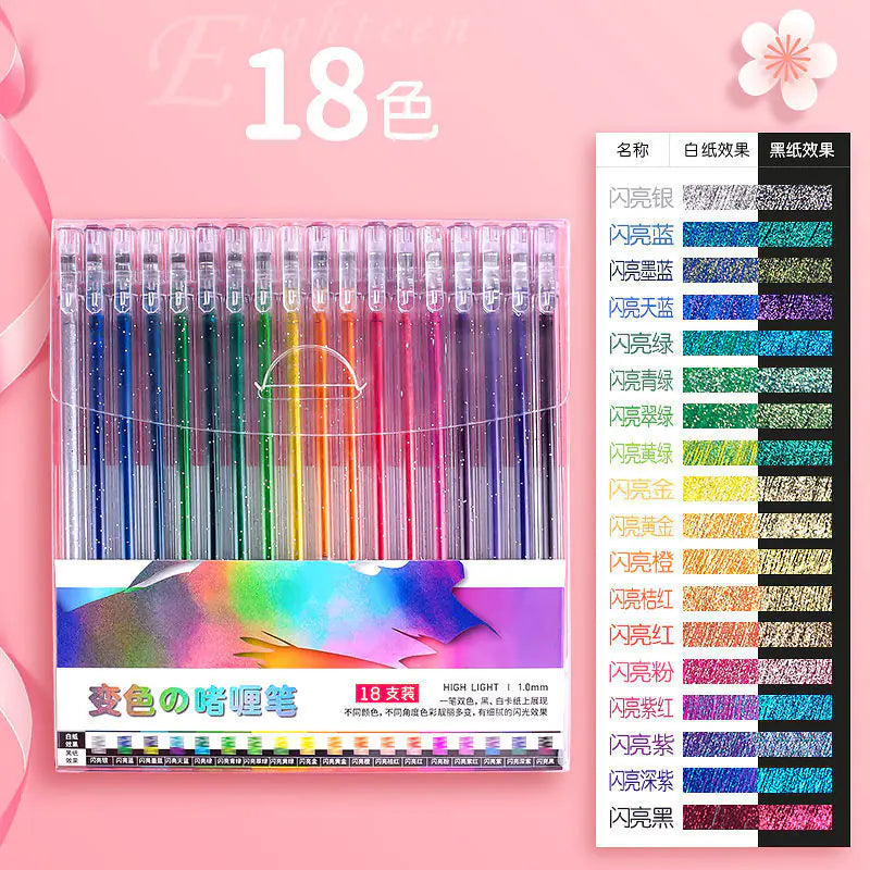 Glitter Gel Pen Set - 18 Colors for Art and Journaling
