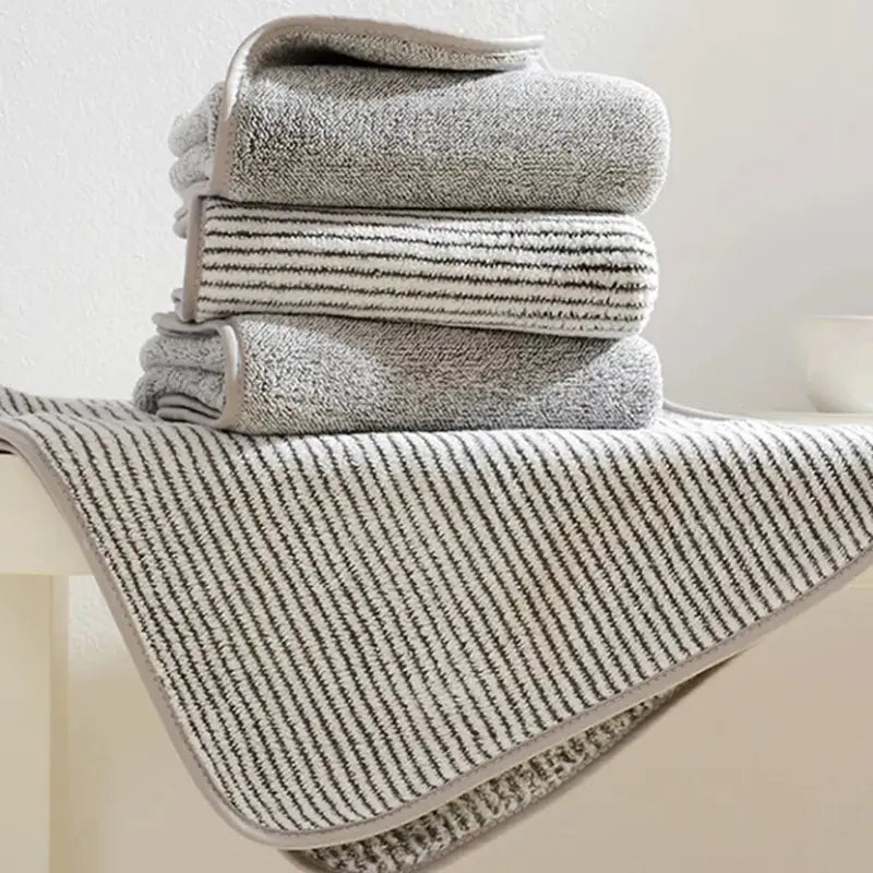 2pcs Ultra Thick Striped Coral Fleece Face Towels