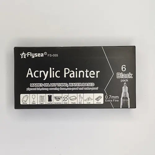 6-Pack Black and White Acrylic Markers for Art