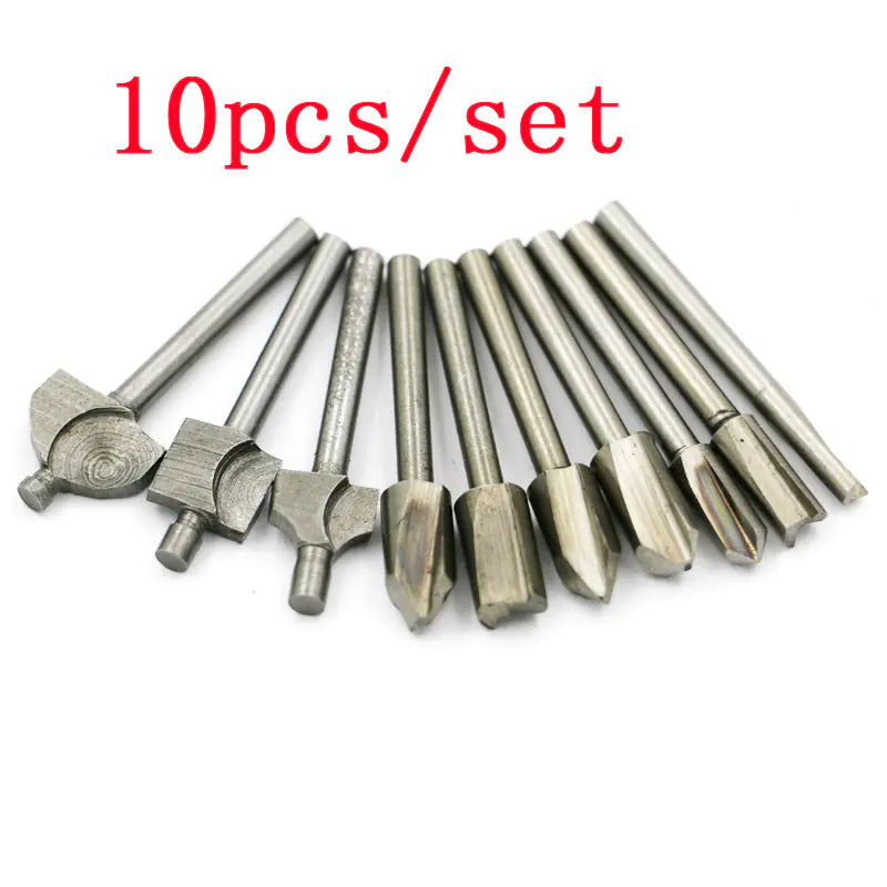 High-Speed Steel 10-Piece Woodworking Router Bit Set