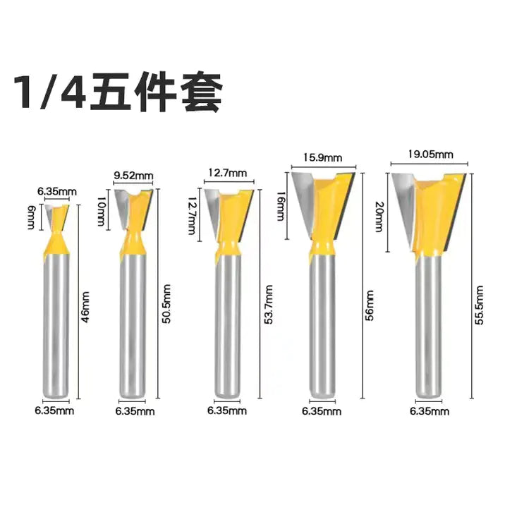 1/4-Inch Tapered Woodworking Router Bit for Joints