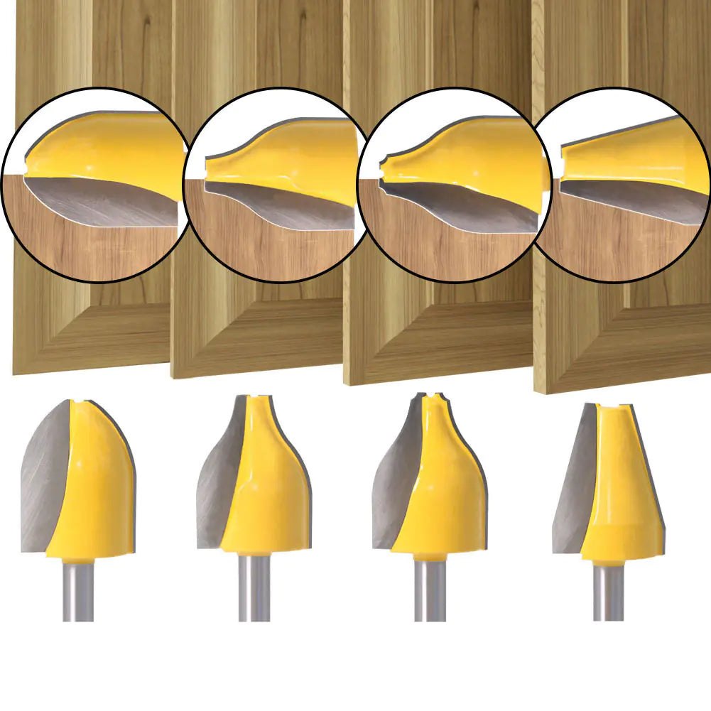 4-Piece Woodworking Tool Set with 8mm Shank Router Bits