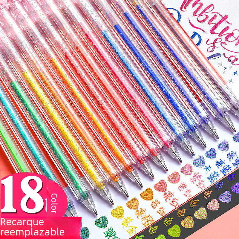 Glitter Gel Pen Set - 18 Colors for Art and Journaling