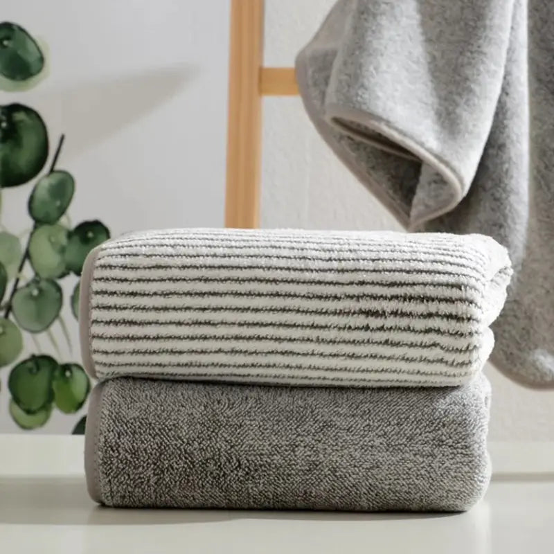 2pcs Ultra Thick Striped Coral Fleece Face Towels