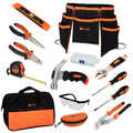 JoyTown Kids Real Tool Set - Junior Steel Forged Tool Kit for Children with Real Hand Tools Kids Tool Belt Portable Tool Bag Perfect Learning Tools for Home DIY (Orange & Black)
