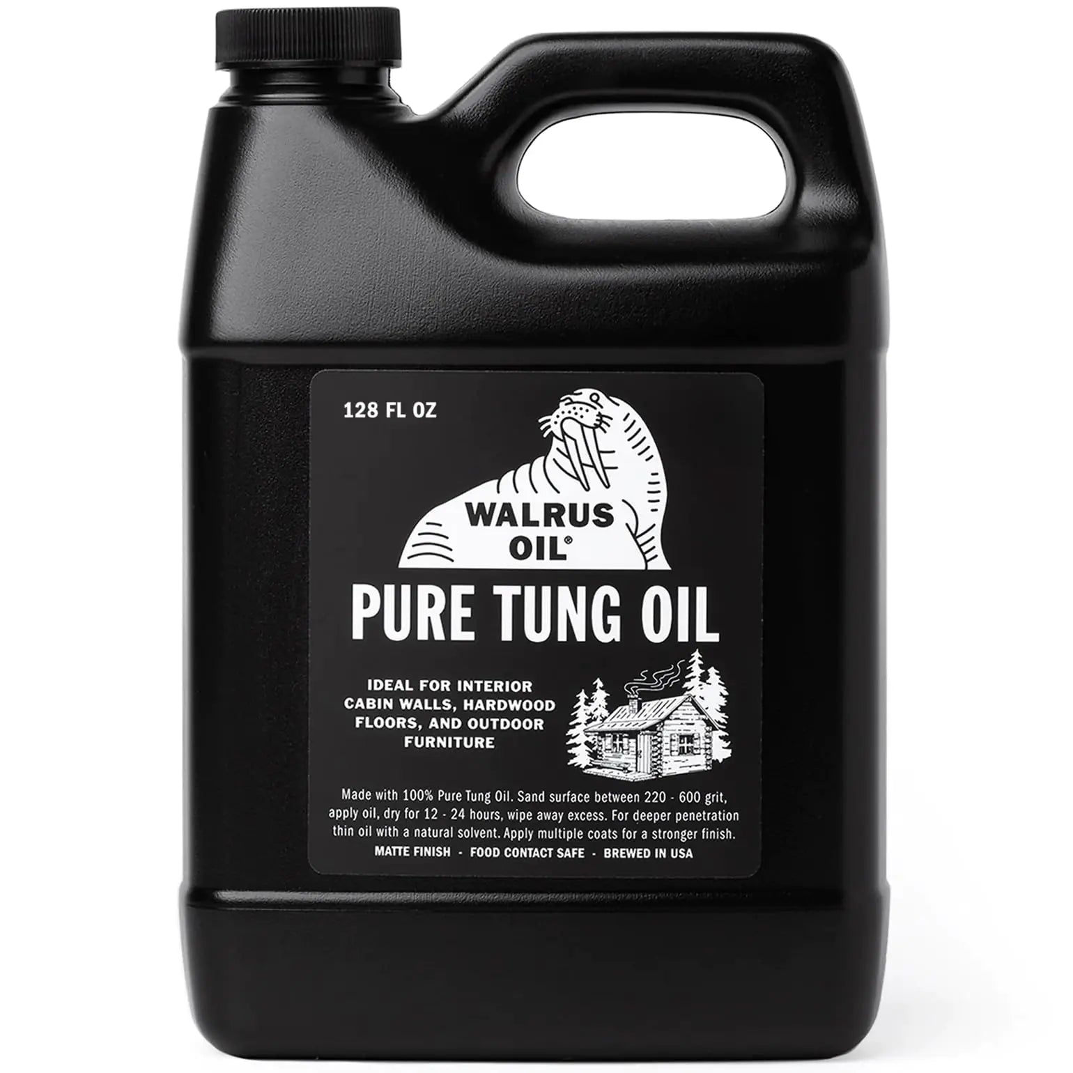 Walrus Oil - 100% Pure Tung Oil Wood Finish for Any Woodworking Project Natural VOC-Free. 128oz / 1 Gallon Jug