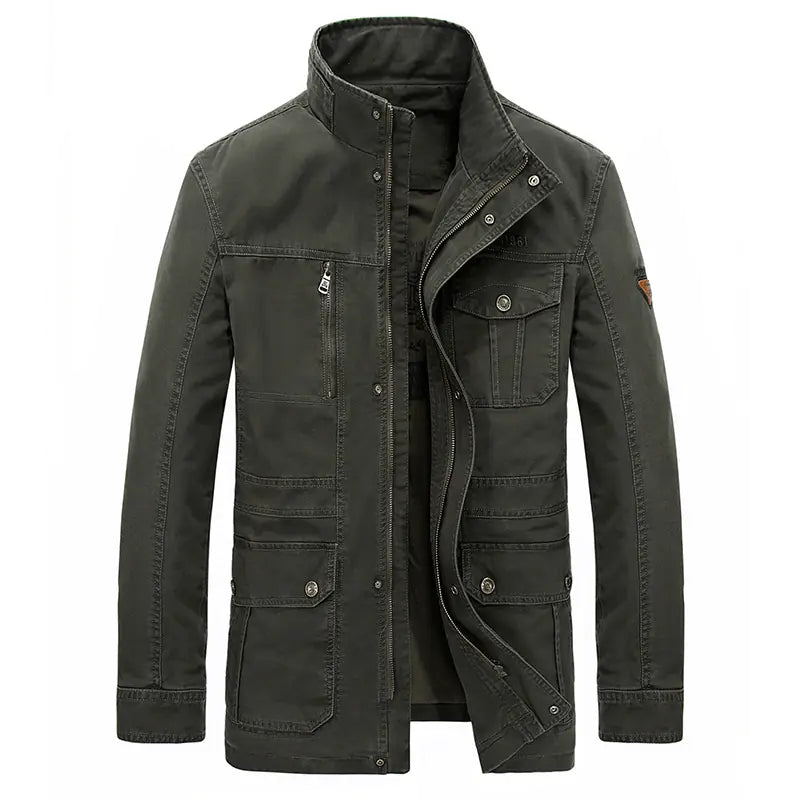 Men's Casual Mid-Length Cotton Jacket for Spring/Fall