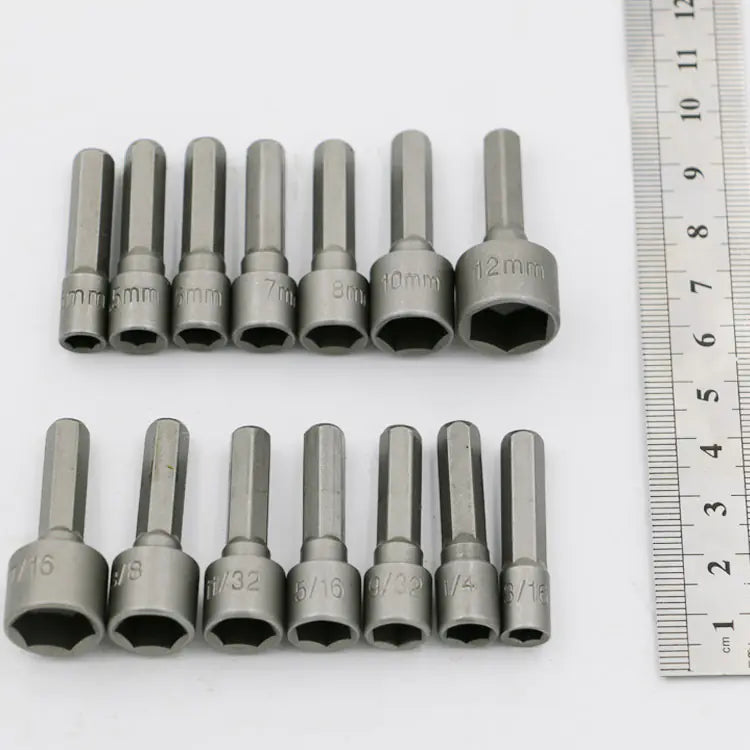 14-Piece Hex Socket Set for Electric and Pneumatic Tools