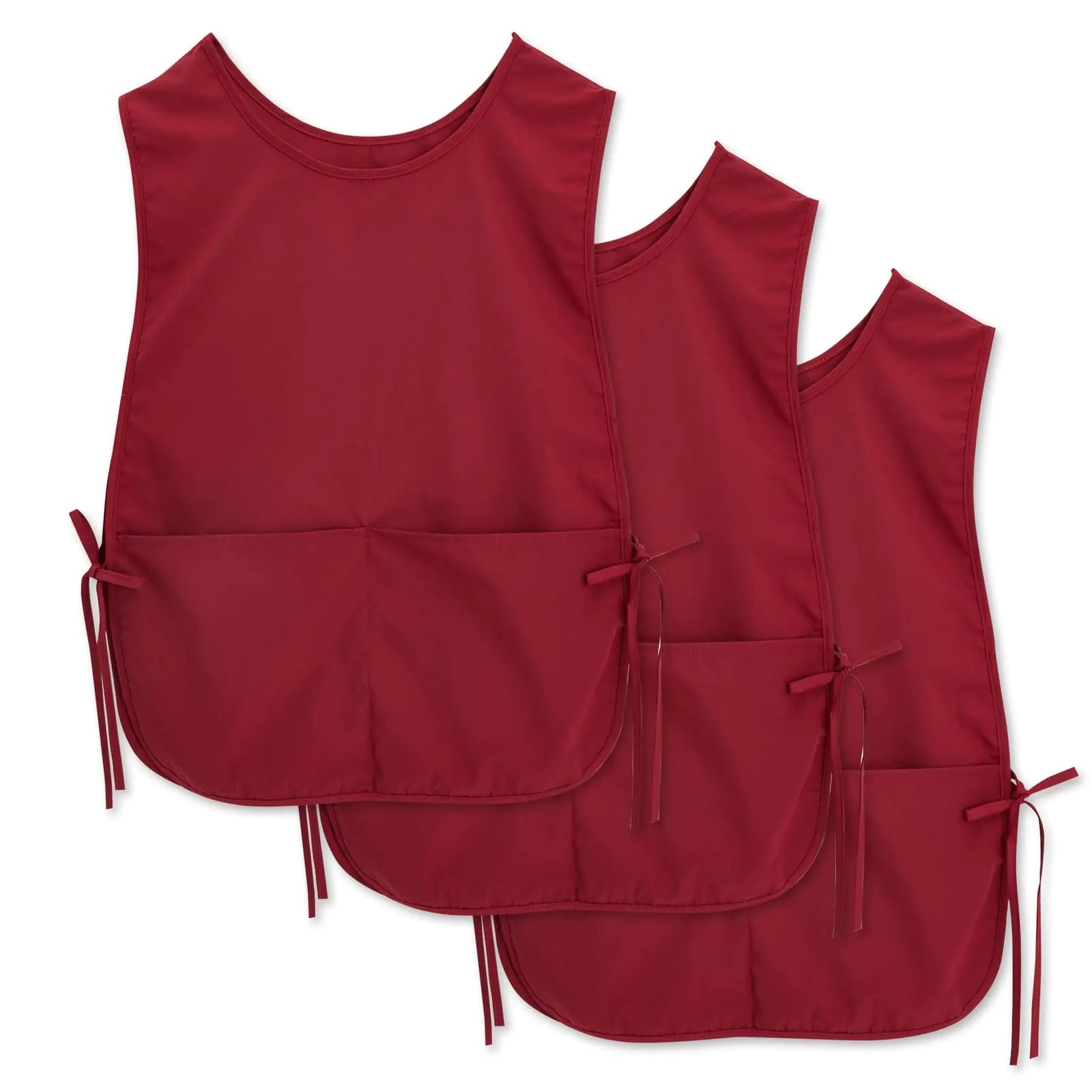 Okuna Outpost 3-Pack Cobbler Aprons with Pockets Adjustable Practical Versatile and Durable Unisex Work Smocks for Garden Art Craft Painting or Pottery Project (19 x 28 In) Burgundy