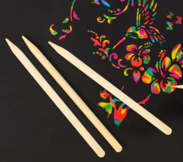 Bamboo Scratch Pens and Paper for Kids' Art