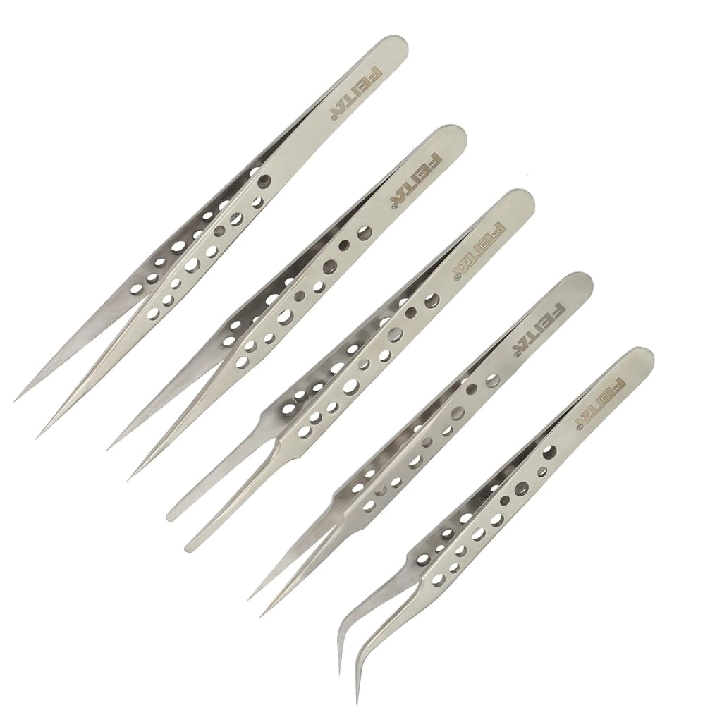 FEITA Tweezers Precision Tweezer Set Crafts Tweezer Kit Soldering Tweezers Jewelry Tweezers Tweezers for Crafting Lash Extensions Electronics Hobby Tools