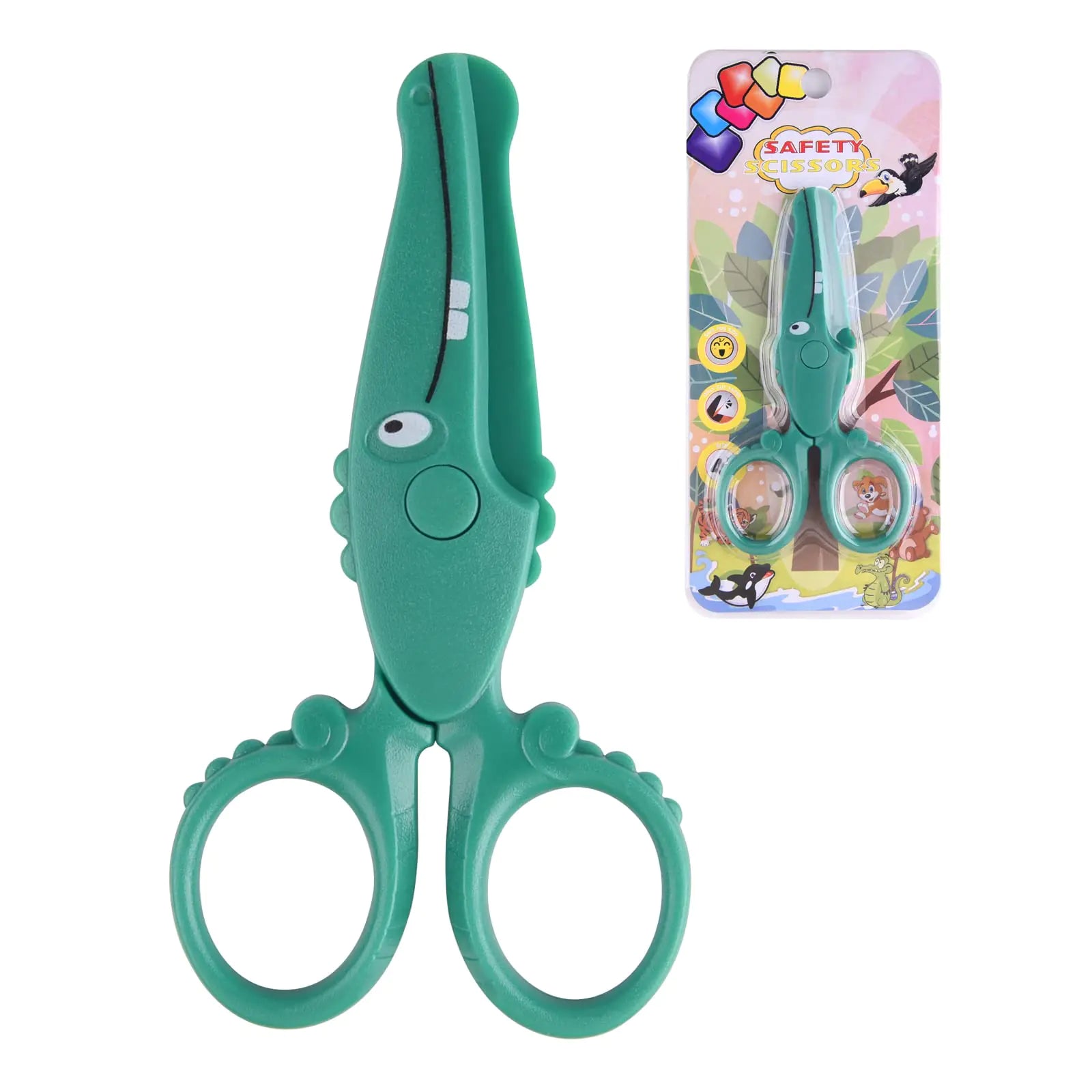 ASTARON Toddler Safety Scissors Cute Crocodile Kids Preschool Training Scissors Art Craft Plastic Scissors for Preschool Supplies and Scrapbooking Supplies 3 Styles Options (Crocodile)
