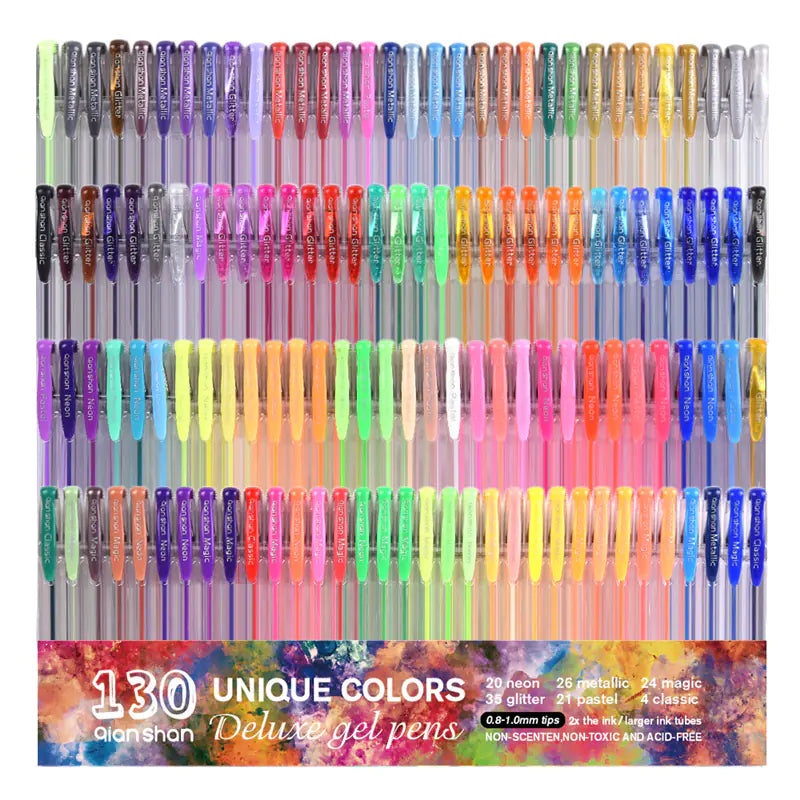 130-Piece Colorful Gel Pen Set for Art and Journaling