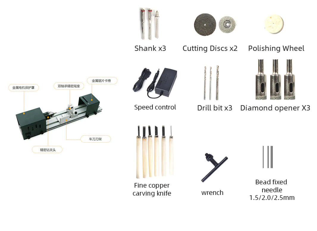 Woodworking Lathe, Mini Lathe for Polishing & Cutting