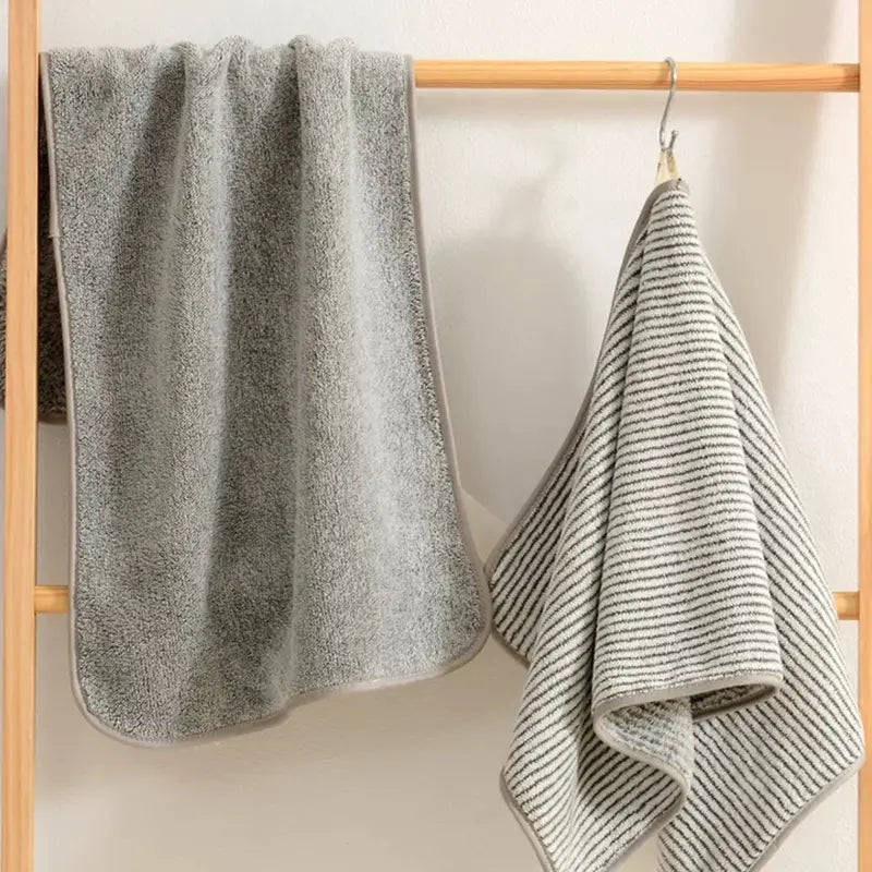 2pcs Ultra Thick Striped Coral Fleece Face Towels