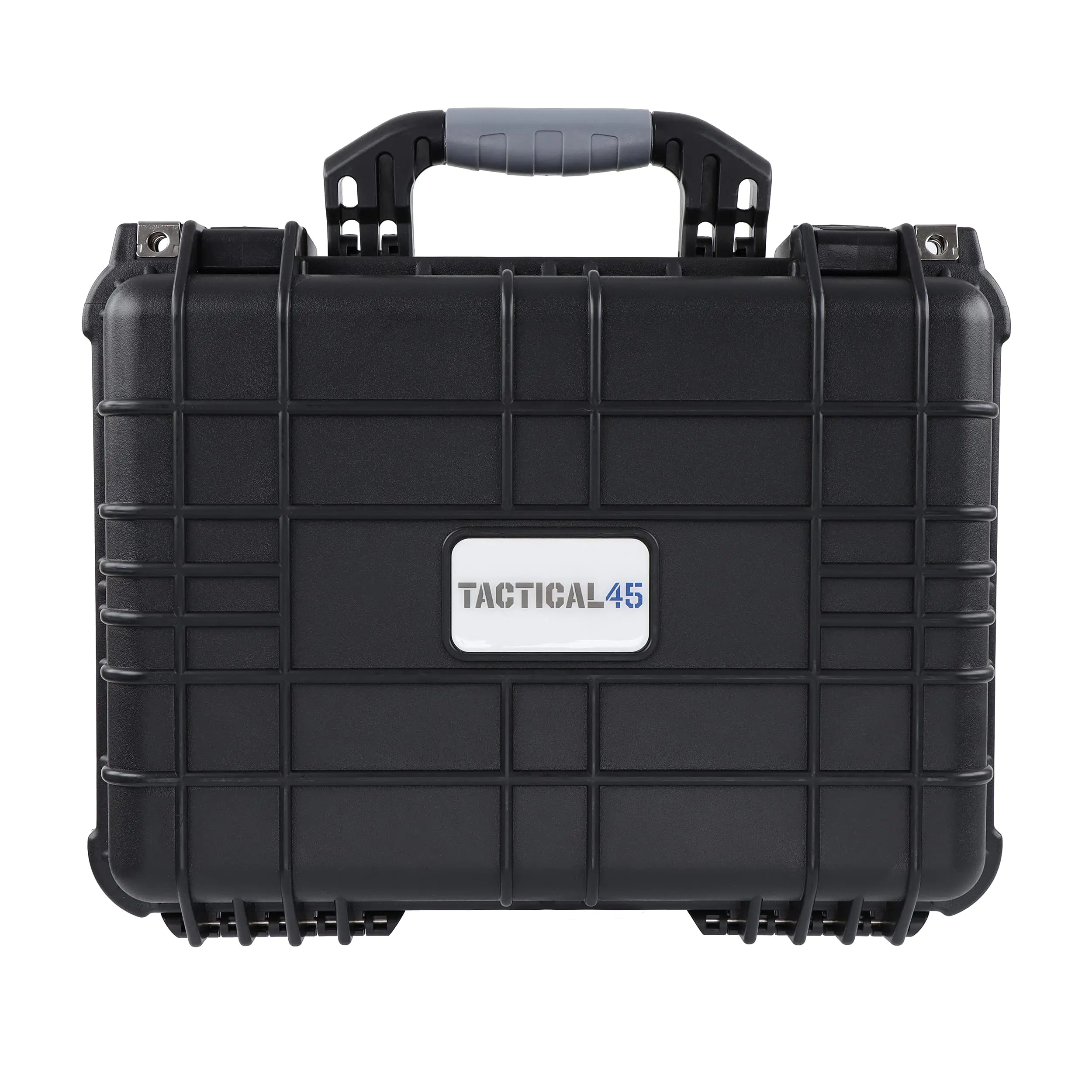 Tactical45 Hard Case with Foam - 16 x 13 x 7in Hard Shell Waterproof Storage Case with Pluck Padding Protective Latching Suitcase for Rifles Cameras Handguns Drones Guitars and Electronics