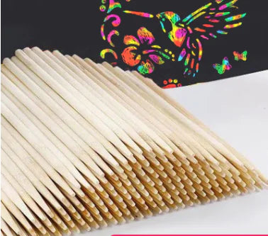 Bamboo Scratch Pens and Paper for Kids' Art